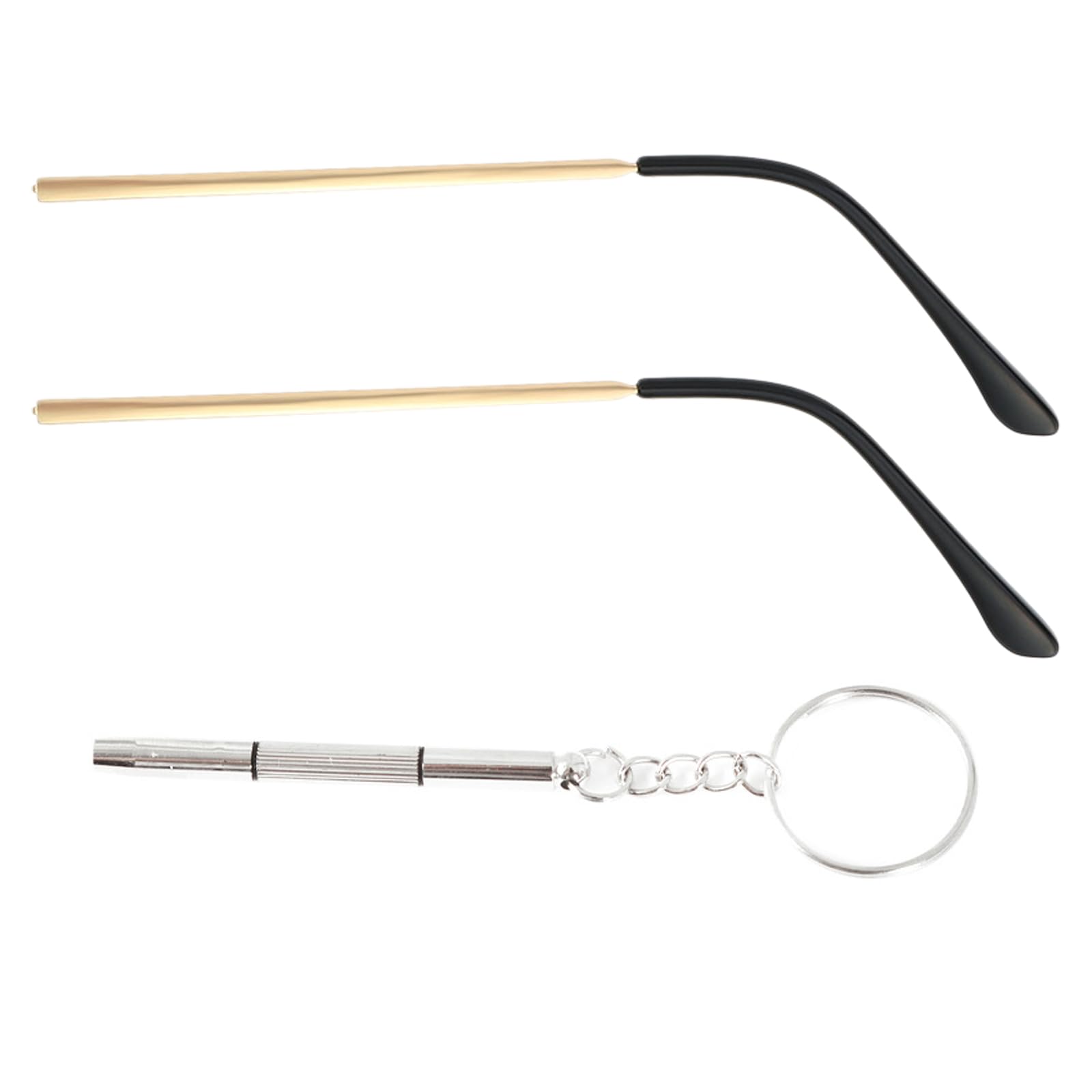 Eyeglass Replacement Arms, Metal Glasses Legs Replacement with Screwdriver Eyeglass Repair Kit Eyeglass Temple for Glasses Eyeglasses Sunglasses (Gold