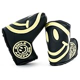 19th Hole Custom Shop Smile Face Golf Headcover for Blade and Midsize Mallet Putter, Black