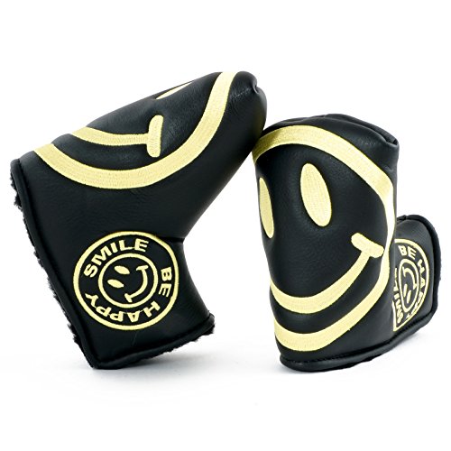 custom mallet putter covers - 19th Hole Custom Shop Smile Face Golf Headcover for Blade and Midsize Mallet Putter, Black