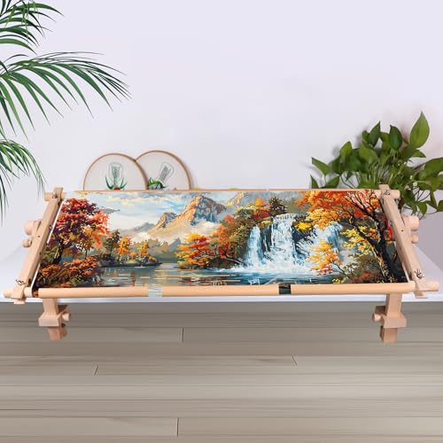Image of Embroidery Tapestry Scroll Frame, Detachable Cross Stitch Frame, Scroll Embroidery&Quilting Holder for Cross Stitch, Needlepoint, and Sewing Projects (30.31inch*11.8inch)