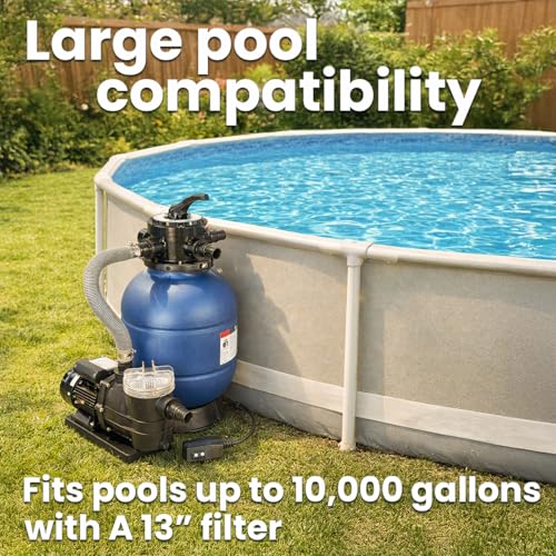 Image of XtremepowerUS 13 inch Sand Filter Pool Pump 3 /4HP, 2,400 GPH, GFCI Timer Plug Included, Multi-Port Valve, Above Ground Swimming Pool Set, Up to 10,000 Gallons, 1-1 /4 inch NPT