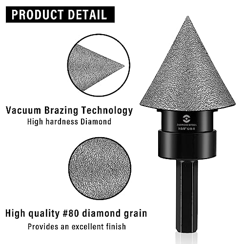Zuanshentool DBC-35MM Diamond Beveling Chamfer Bit 1-3/8 Inch (35Mm) Countersink Drill Bits For Existing Holes Enlarging Shaping Trimming In Tile Marble Glass Granite Ceramic W/ 5/8"-11 Thread & 3/8 Inch Hex Shank Adapter thumb #5