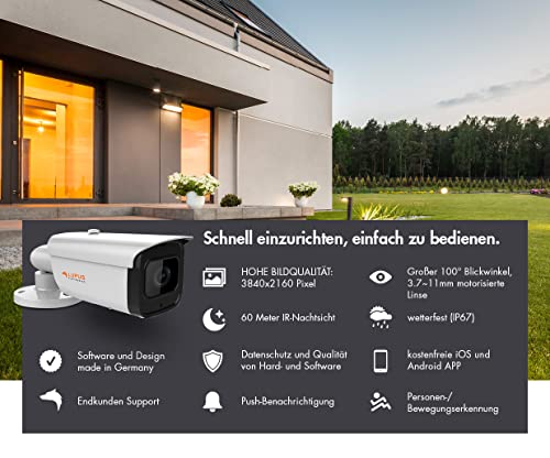 Lupus - LE221 8MP PoE Kamera für draußen, SD Slot, Motorzoom, Nachtsicht, Bewegungserkennung & Lupus – LE202 3MP WLAN IP Kamera für draußen, SD Slot, 100° Winkel, Deutscher Hersteller – Bild 4
