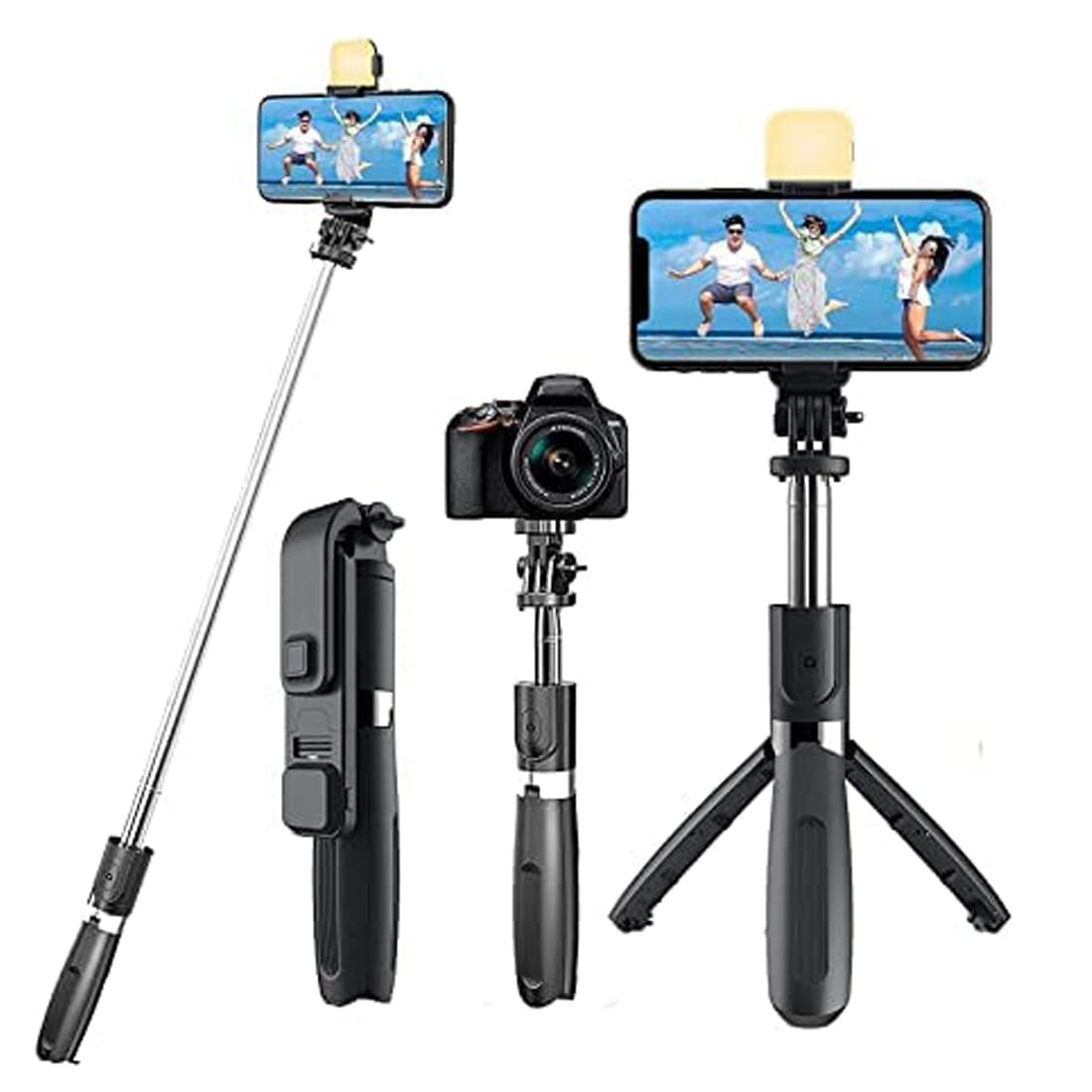 MH BRAND Premium Selfie Stick, Bluetooth Extendable Selfie Stick Tripod with Led Light Wireless Remote and Portable Tripod Stand Compatible for All iPhone and Android Smartphone (B0CXTH8N82) Amazon Price History, Amazon Price Tracker