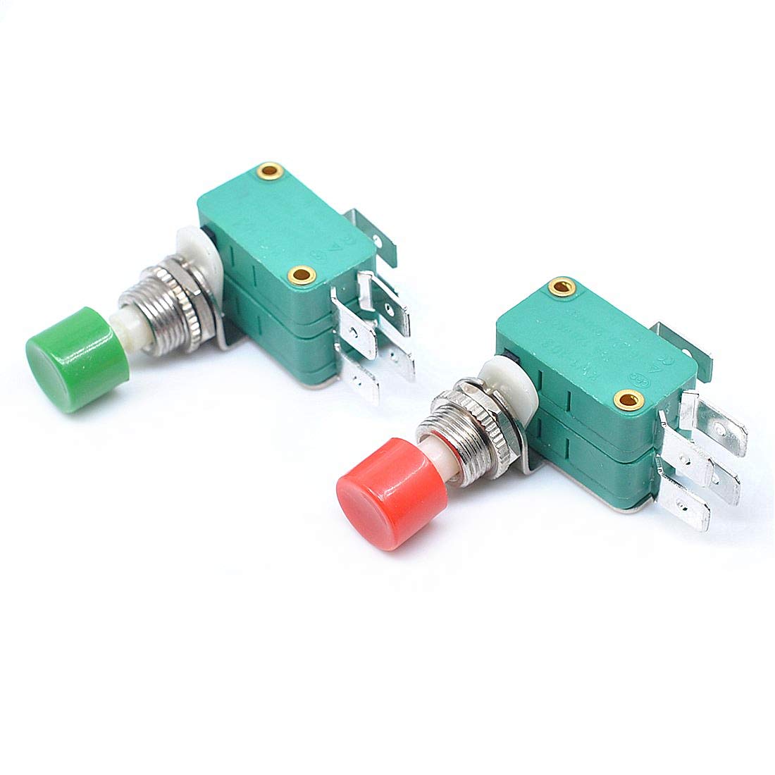 Oiyagai 2pcs DS438-448 Green Red 2NO 2NC Micro Push Button Switch
