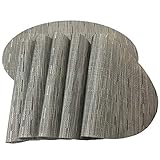 Placemats,Red-A Imitation Bamboo Oval Woven Vinyl Heat Resistant Placemats Washable Table Mats for Kitchen Table Set of 6,Silver Gray