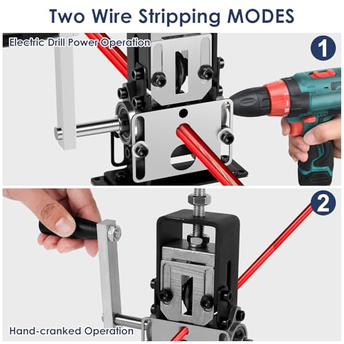 Image of Manual Wire Stripping Machine Gauge Wire 0.06-1 inches,Scrapping Copper Wire Peeler Machine,Drill Powered Hand Crank Wire Stripper Tool for Scrap Copper Recycling