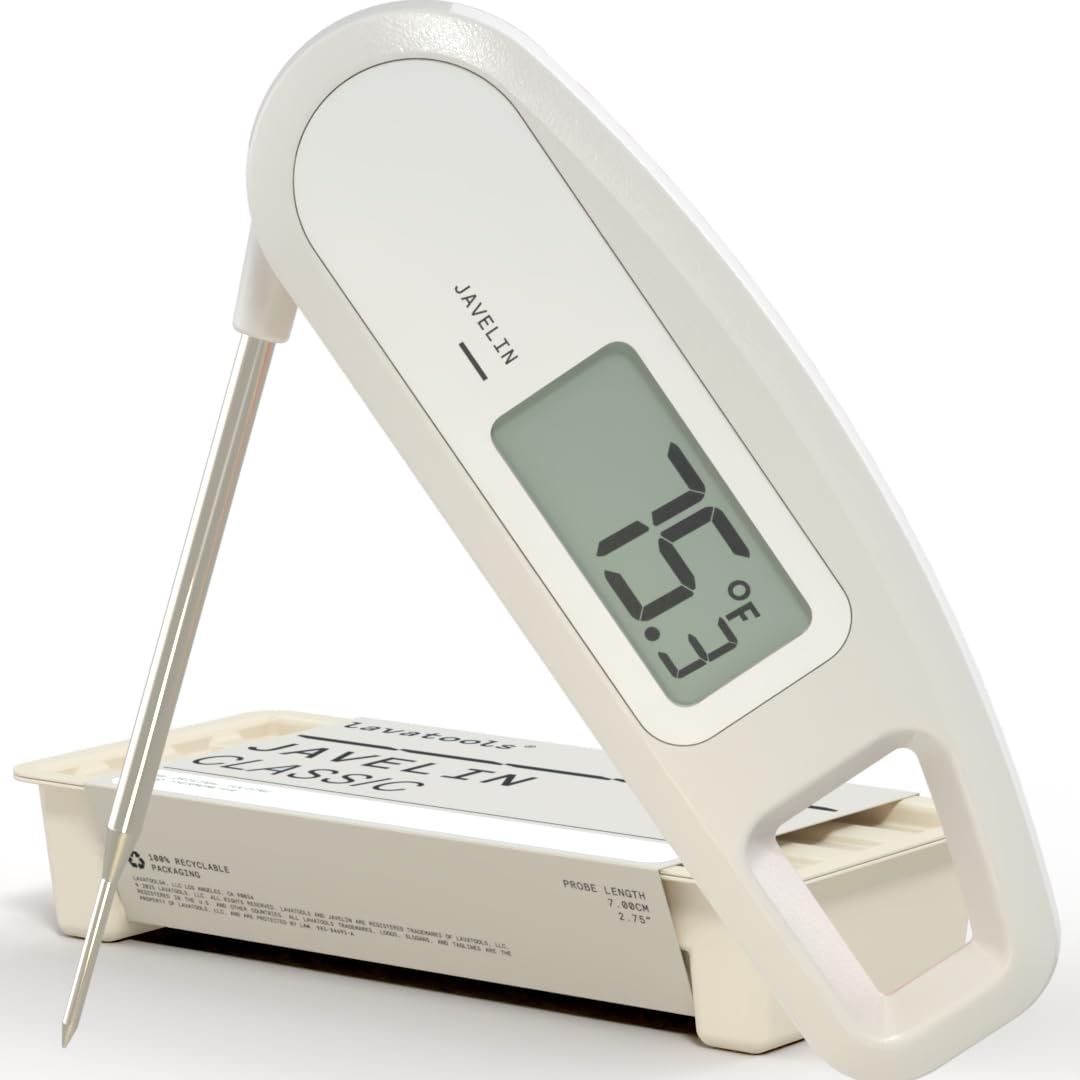 Lavatools Javelin® Ultra-Fast 2-Second Digital Instant Read Meat Thermometer for Grill and Cooking, 2.75" Probe, Compact Foldable Design, Large Display, IP65 Water Resistant, NSF Certified – Milk