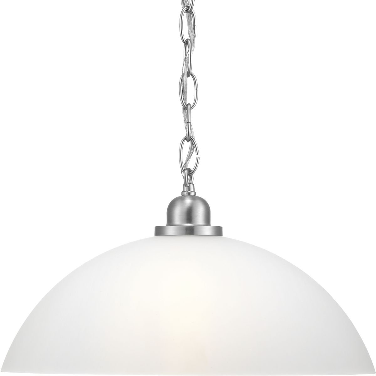 Progress Lighting Classic Dome Pendant Collection 1-Light Etched Glass Traditional Pendant Light, Indoor, P500149-009, Brushed Nickel