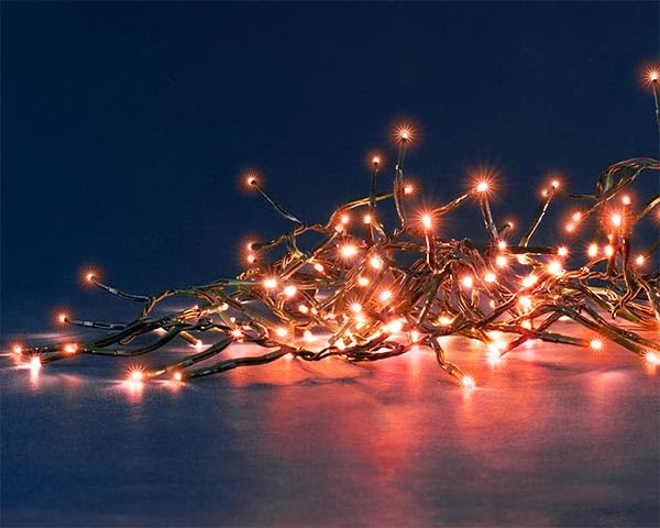 Guirlande Lumineuse MicroLED Grappe - 9m, 800 LEDs Blanc Chaud, 8 Effets, IP44 Intérieur/extérieur