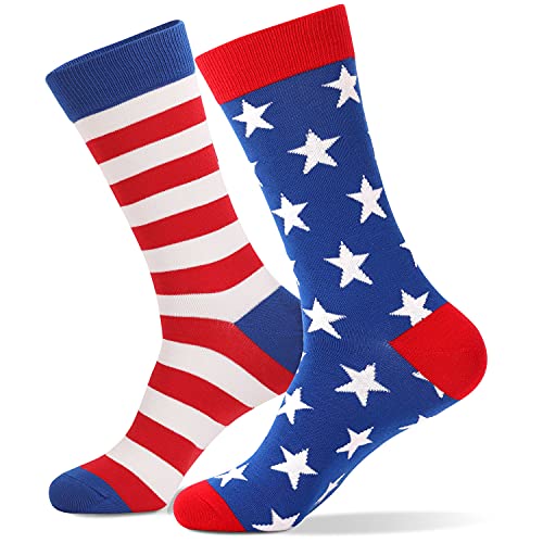 ZWW American Flag Socks For Men Or Women 4th July Middle Socks Star And Stripe Patriotic Freedom Day Gifts