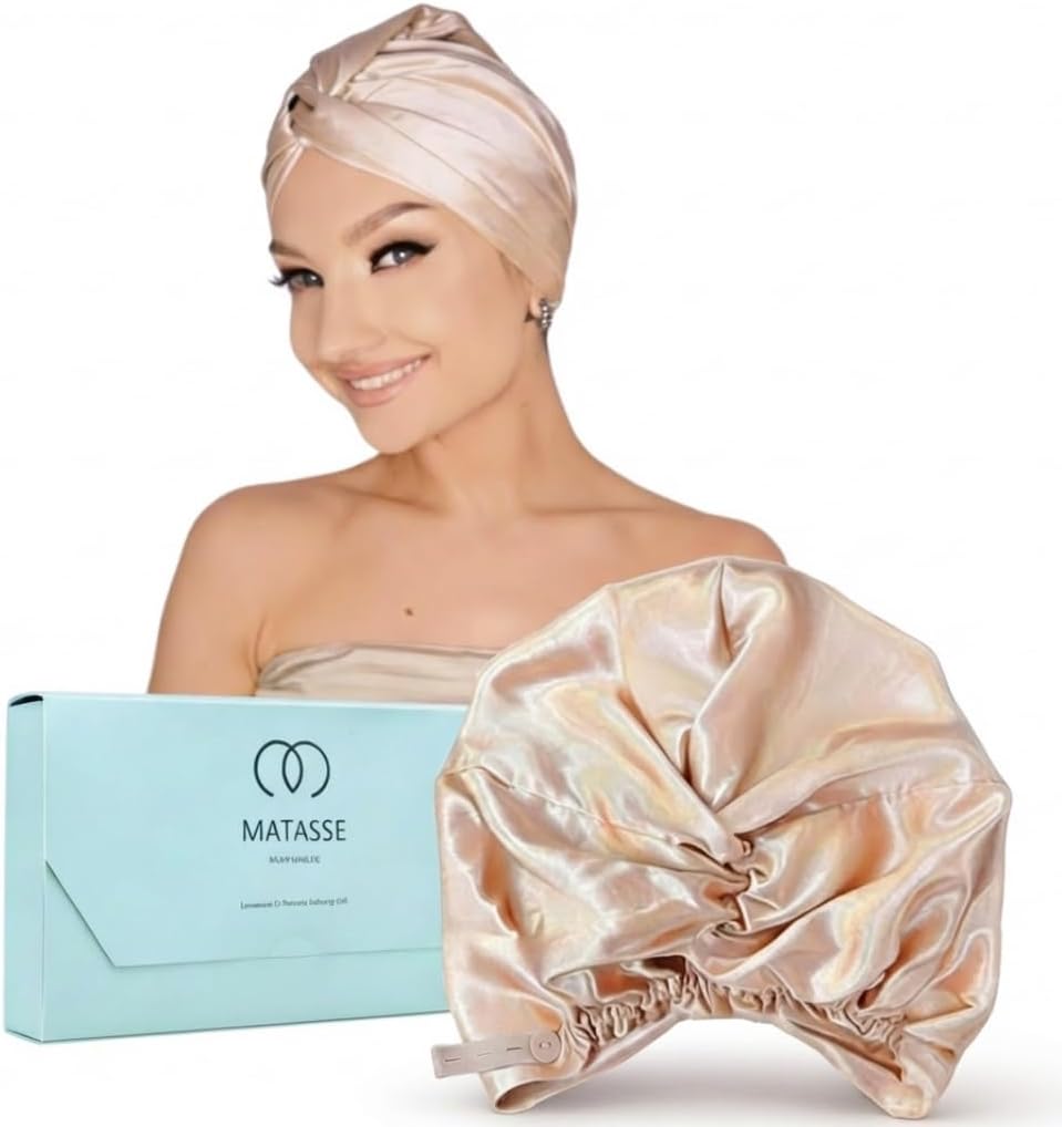 MATASSE 22 Momme 100% Mulberry Silk hair bonnet for Sleeping Grade 6A, Real Silk on Both Sides, Premium Elastic Stay On Head