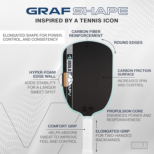 Image of JOOLA Pro V Pickleball Paddle - 14mm /16mm - Raw Carbon Fiber Textured Surface - Enhanced Frame & Propulsion Core, USAPA & UPA-A Certified, NFC Chip Enabled, Premium Control & Lightweight Performance