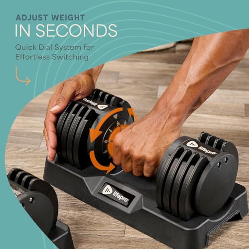 Image of Lifepro Adjustable Dumbbells & Weights for Home Gym, Quick-Adjust