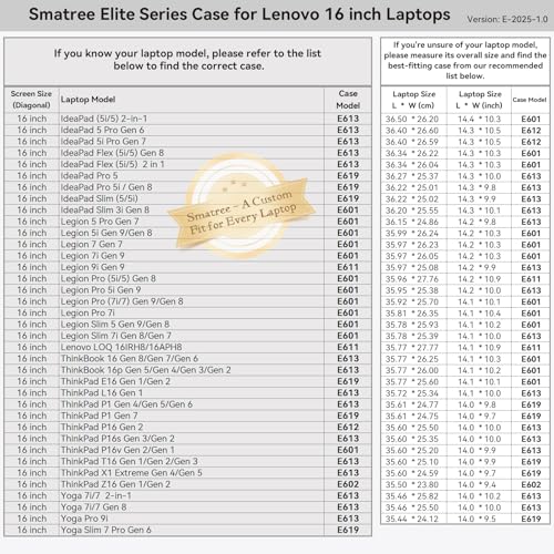 Funda para Lenovo Legion 5 Pro de 16 pulgadas Smatree E601 con bolsillo para accesorios YKK 3
