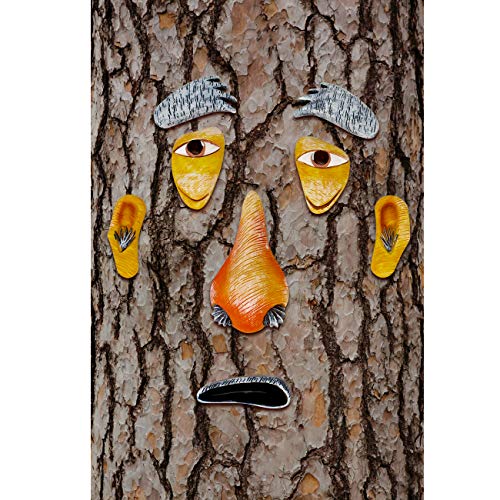 Hilarious Home 8-PC-Piece Old Man Tree Face Set Whimsical Outdoor Garden Decoration
