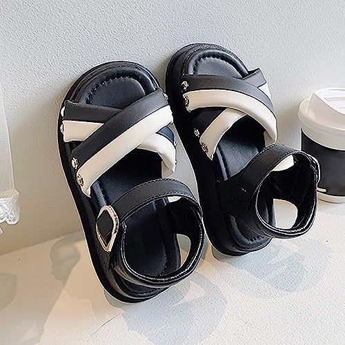 Girls Open Toe Color Blocking Princess Sandals Soft Bottom Shoes Casual Beach Vacation Girls Kids Sandals Size 133