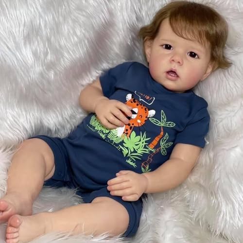 Anano Bebe Reborn Jungen Vollkörper-Silikon waschbar 50 cm Reborn Puppe komplett Silikon Reborns Babypuppe Jungen sieht aus wie echte Neugeborene – Bild 5