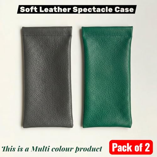 Image of Leather Spectacle Case, Multicolor, Slip-In Pouch Style, Pack of 2