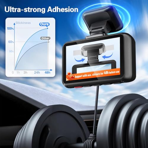 Image of 4PCS Heat Resistant Double-Sided Adhesive Pads, Square Double Sided Tape Heavy Duty, Adhesive Sticky Pads for Car Phone Holder Mount & Dash Cam, 2.8inch