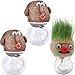 FACAIA 3 Stücke Grasehead Haar Wachsen Spielzeug Puppe Kreative Wachsen Tasche Topf Pflanzen Tasche Blume Topf Desktop Dekor Mini Gras Kopf Pädagle Spielzeug Kinder Erwachsener Zauberspielzeug Für Wei