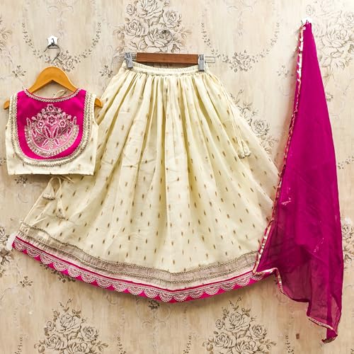 Image of Kids Traditional Lehenga Choli Set with Embroidered Pink Choli & Dupatta