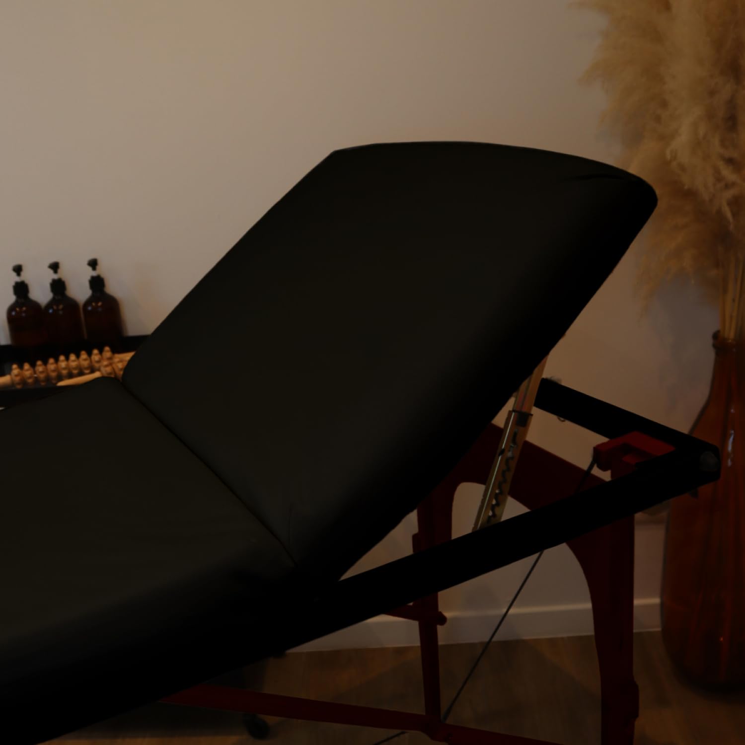 Vivezen - Table de Massage Pliante 3 Zones en Bois foncé avec Panneau Reiki + Accessoires et Housse de Transport - Noir