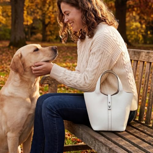 Image of Tote Bag for Women Vegan Leather Bucket Purse for Women Top Handle Handbag Shoulder Bag with Detachable Small Purse