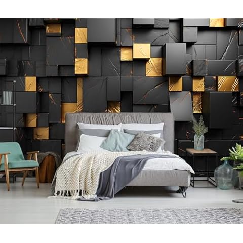 TUNDJ Black and Gold Wall Mural Cover