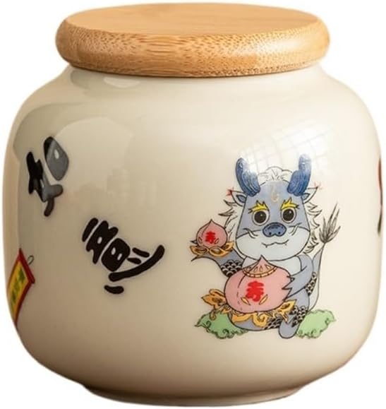 SONGCHAO Sugar Jar Bulk Tea Storage Tank Portable Small Sealed Tank Chinese Ceramic Tea Storage Tank Home Kitchen Spice Storage Tank Tea Canister (Color : B)