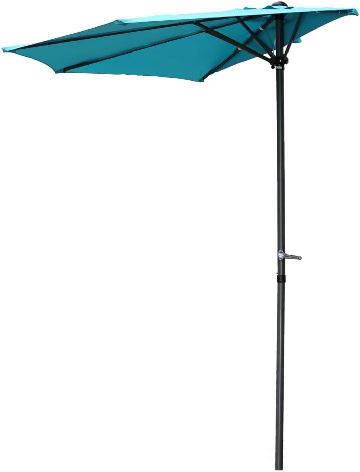 International Caravan Furniture Piece 9-Foot Half Round Wall Hugger Umbrella
