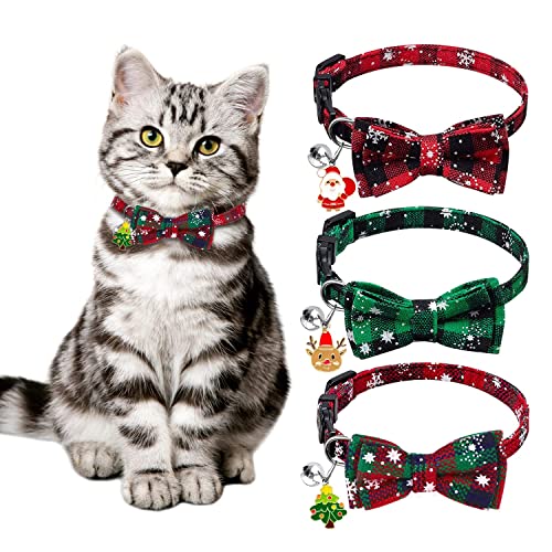 Collare Natalizio Cane, 2 PCS Collare per Gatti di Natale, Collares Natale Cane Regolabile, Collari per Gatti Natalizi a Quadri, Regali di Natales per Canis e Gattis (A)