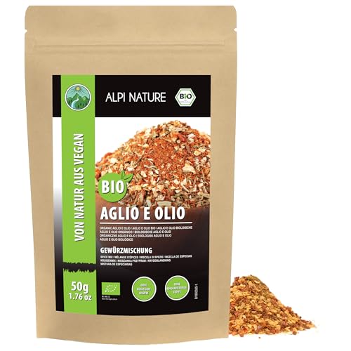 Alpi Nature Especias Aglio e Oglio Orgánicas 50g, Condimento Italiano, Mezcla de Especias Picantes