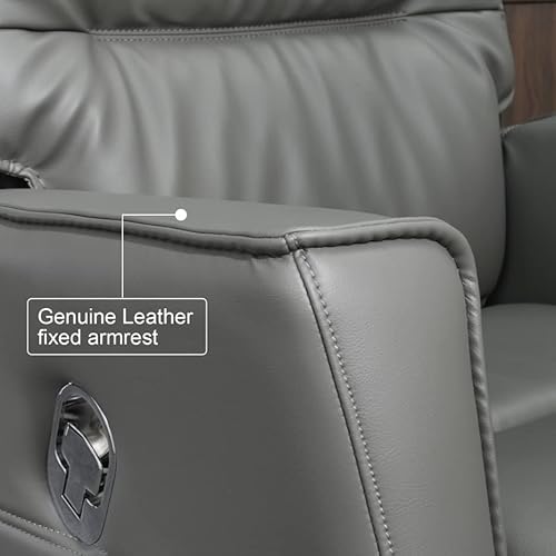 Kinnls Sertan Backrest Executive Management Home Desk Office Chair With Footrest,Ergonomic Design Upholstered High Back Swivel Desk Chair With Wheels (Cowhide Leather,Grey) #TOP5