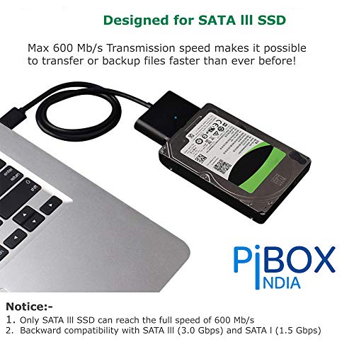 pibox India - SATA to USB 3.0 Cable, USB 3.0 to SATA III Hard Drive Adapter Compatible for 2.5 3.5 Inch Desktop HDD/SSD Hard Drive Disk and SATA Optical Drive with 12V 2A Power Adapter, Support UASP - Image 8