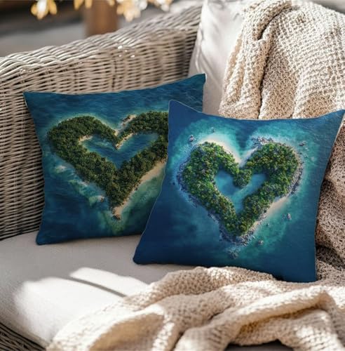 Housses de coussin canapé bleu 65x65cm imperméables set de 2 TG-479