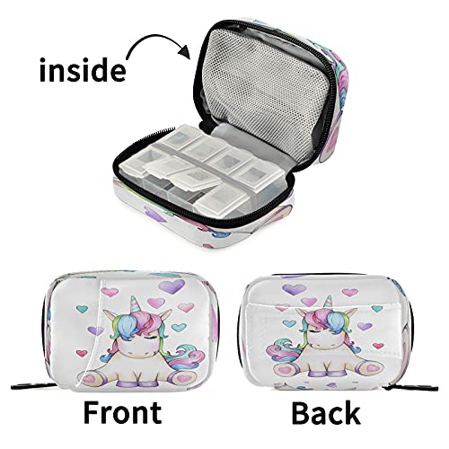 Image of Naanle Fantasy Animal Unicorn Pill Box 7 Day Pill Case Travel Pill Organizer Bag with Zipper Portable Weekly Case Compact Size for Vitamin Supplement Holder
