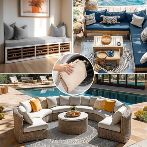 Cojines a Medida para Bancos de Madera,Bancos de Palets,Asiento de Sofá | Funda Desmontable | Uso Interior y Exterior | Base Antideslizante | Ideal para Salón, Jardín,Terraza y Más,Grosor 8 CM - imagen 8