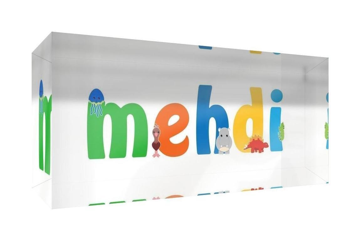 Objet décoratif acrylique Mehdi avec prénom et style illustratif - 2