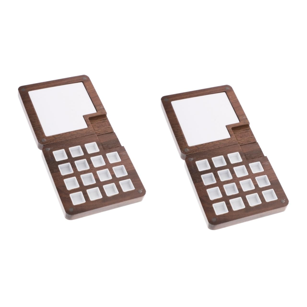 EXCEART 2piezas Caja De Pintura De Madera Tapa Estuche Portátil para Mezcla De Pigmentos Acuarelas Compartimentos para Viajes y Almacenamiento Creativo