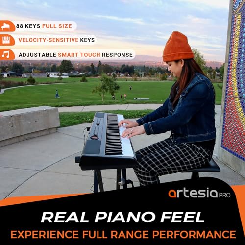 Image of Artesia PE-88 Arranger Keyboard Piano with Full Size Velocity Sensitive Keys - 88 Key Semi-Weighted Keyboard Workstation - Portable Electric Piano Keyboard with 137 Voices & 100 Backing Track Styles