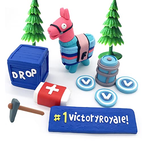 11Pcs Handmade Battle Royale Video Game Cake Topper Llama Cake Decoration For Birthday Party Game Party Birthday Cake Topper Set