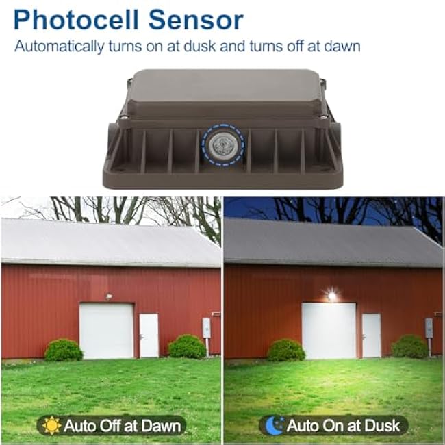 DAKASON (2 Pack) 50W LED Flood Light, Dusk-to-Dawn Photocell, 180¡« Adjustable Arm, Replaces 150-200W HPS/MH, IP65 Waterproof Outdoor Security Lighting Fixture, 100-277Vac 5000K 6000lm, ETL Listed
