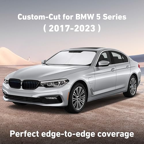 Image of EcoNour Windshield Sunshade Compatible for BMW 5 Series G30 G31 2017-2021 2022 2023, Sun Visor for Front Windshield & Window Sun Shade Cover, UV Heat Blocker & Protector, Car Accessories