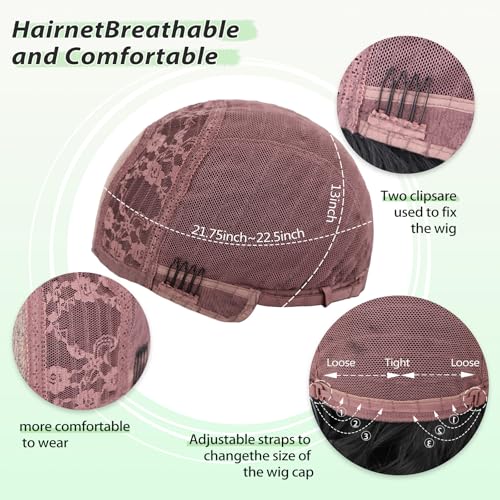 NOSTALGIA Black Wavy Wigs For Black Women Short Wavy Brown Bob Wig Synthetic Middle Part Curly Wavy Bob Natural Looking Wigs for Daily Party Use - image 4