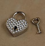 BeeSpring 1 Pieces Heart Shaped Padlock Skeleton Key Wedding Bow Lock Silver Valentine's Day