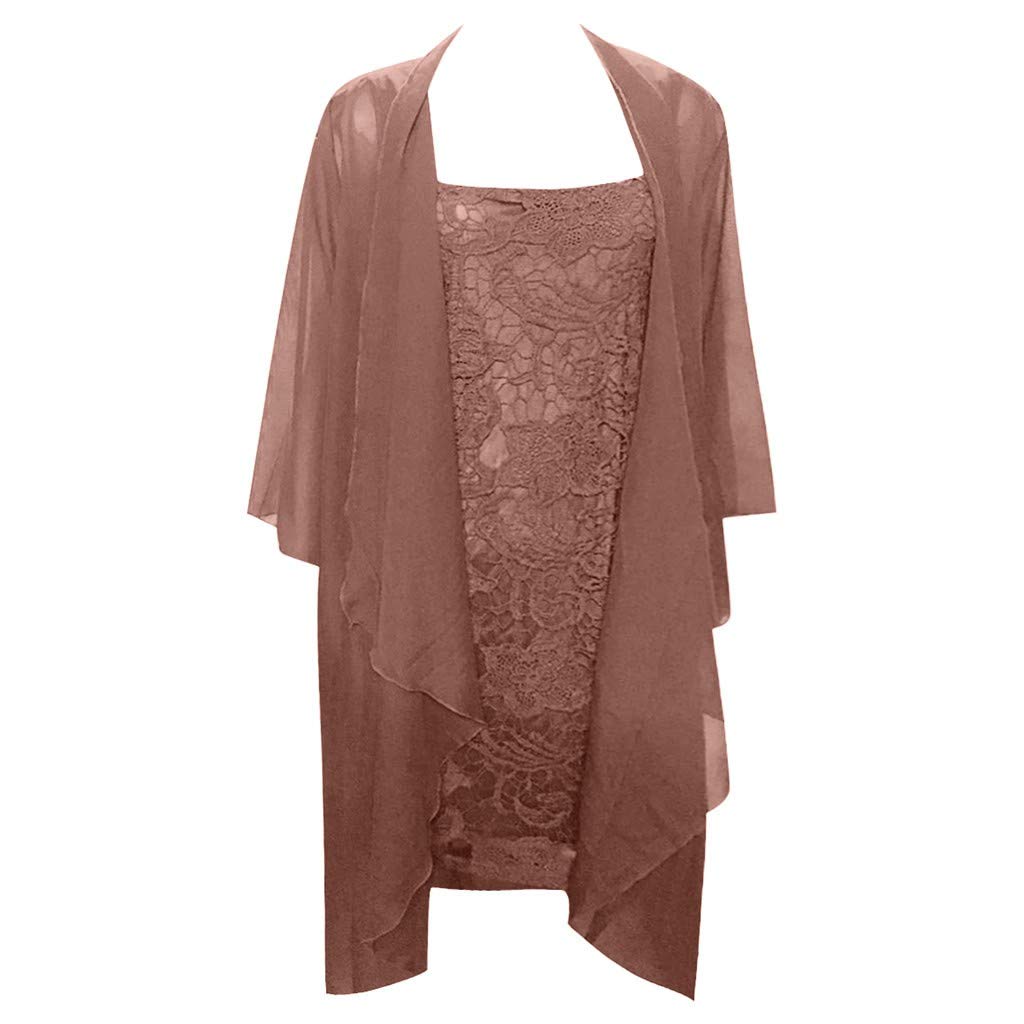 IQYU Abito da donna in due pezzi, con giacca, abito in pizzo, elegante, per feste, per la mamma e la sposa, in due pezzi, da sposa, per matrimoni, da sera, da donna