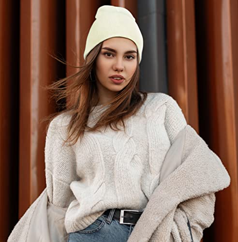 Simplicity Beanie Hats For Women White Beanie Women/Men Short Knit Beanie Skull Hat Cap Womens Winter Hats, White #TOP1