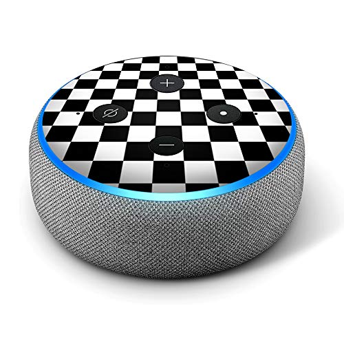 Black and White Checkers - Vinyl Decal Skin Compatible with Amazon Echo Dot 3rd Generation Alexa - Decorations for Your Smart Home Speakers, Great Accessories Gift for mom, dad, Birthday, Kids