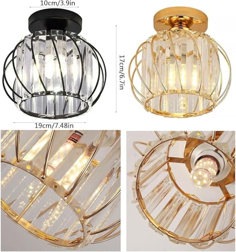 Plafonnier en cristal moderne petit plafonnier suspendu semi-encastré salon